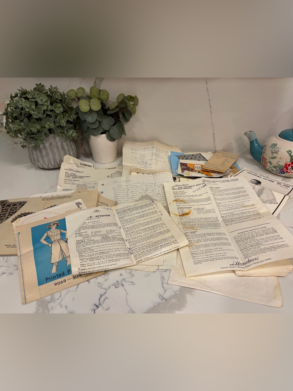 Huge Lot Vintage Craft Patterns Crochet Knitting Sewing Herrschners Mary Maxim